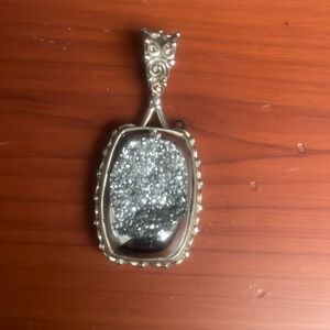Druzy silver Pendant stamped 925 ss